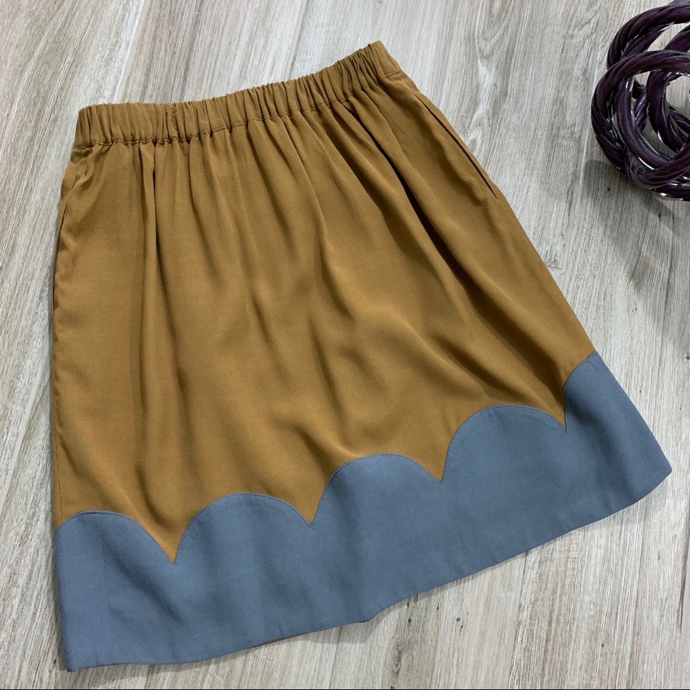 Fossil Stella Gray & Copper Scalloped Skirt Sz Sm - Picture 4 of 6